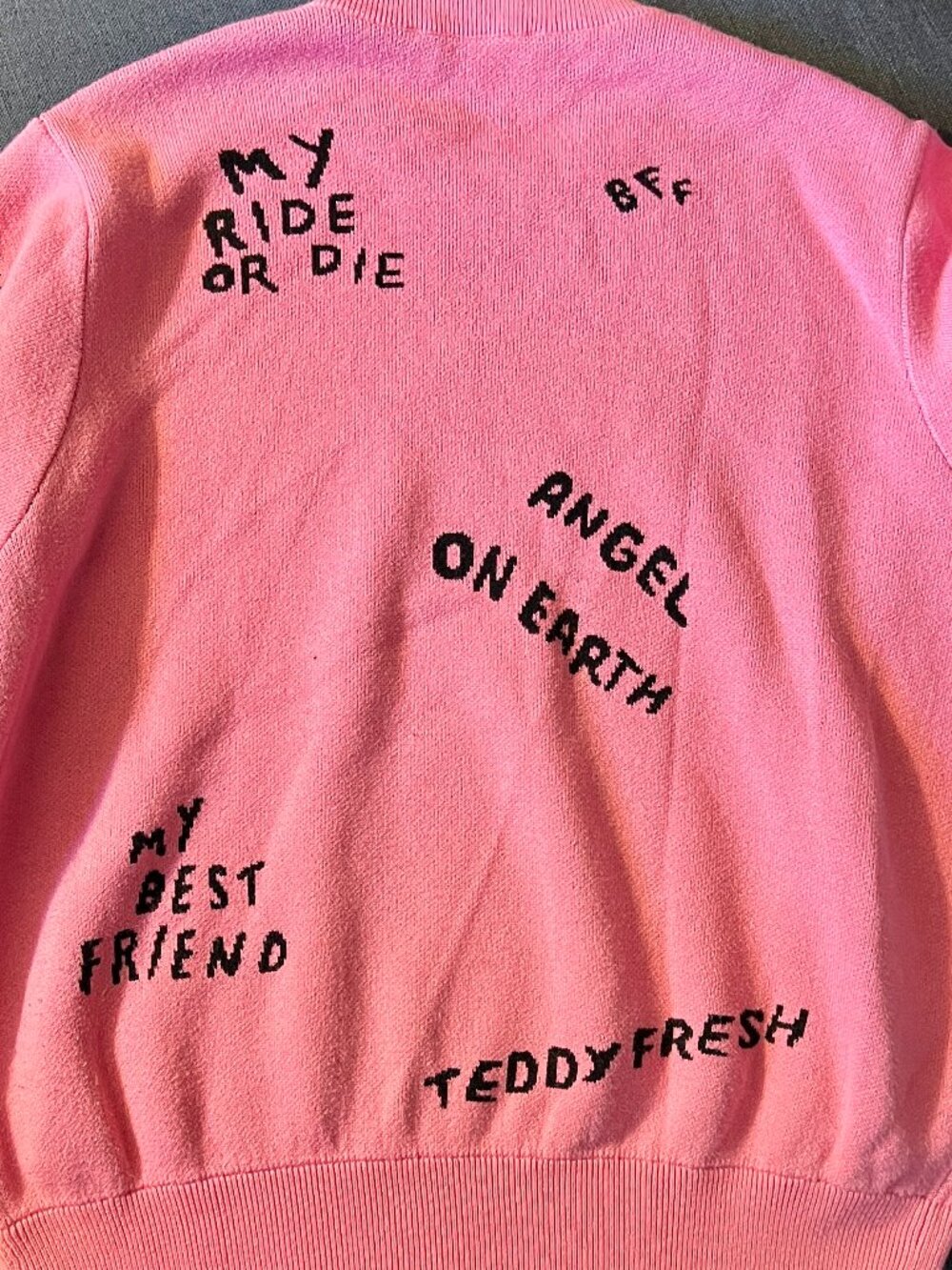Teddy Fresh Emotional Support Cat Sweater Pink Graphic Knit Pullover Size M - Picture 3 of 3